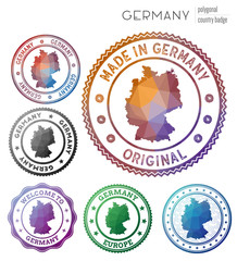 Germany badge. Colorful polygonal country symbol. Multicolored geometric Germany logos set. Vector illustration.