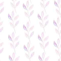 seamless pattern with watercolor leaves, delicate background