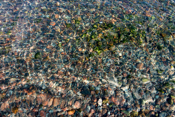 Background, texture of the surface of the water in shallow water.