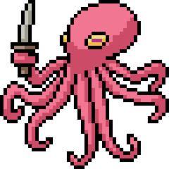 Fototapeta premium vector pixel art thug octopus