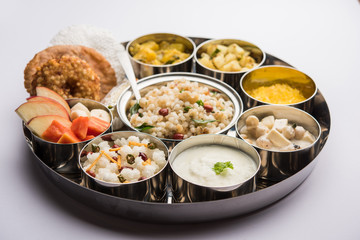 Navratri Upwas Thali / Fasting food platter, selective focus