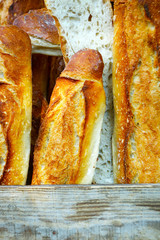 french baguette, bread  sold in bakery