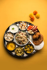 Navratri Upwas Thali / Fasting food platter, selective focus