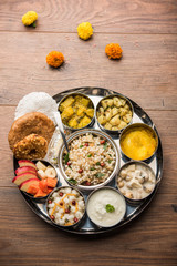Navratri Upwas Thali / Fasting food platter, selective focus