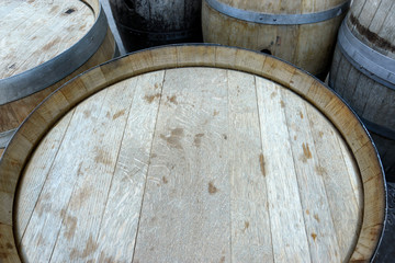 wooden oak barrel of wine 