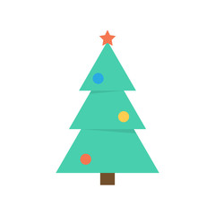 Christmas tree icon flat style