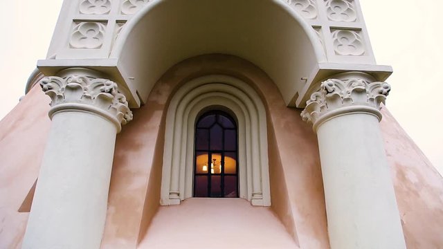 Exterior Details Of A Gothic Castle. Exquisite Architecture. Gargoyle Windows