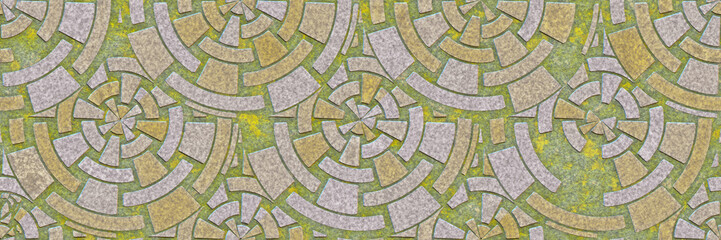  Mosaic floor- 3d illustration. Kaleidoscopic art- geometry seamless ornate