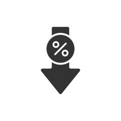 Percent down vector flat filled icon isolated on white