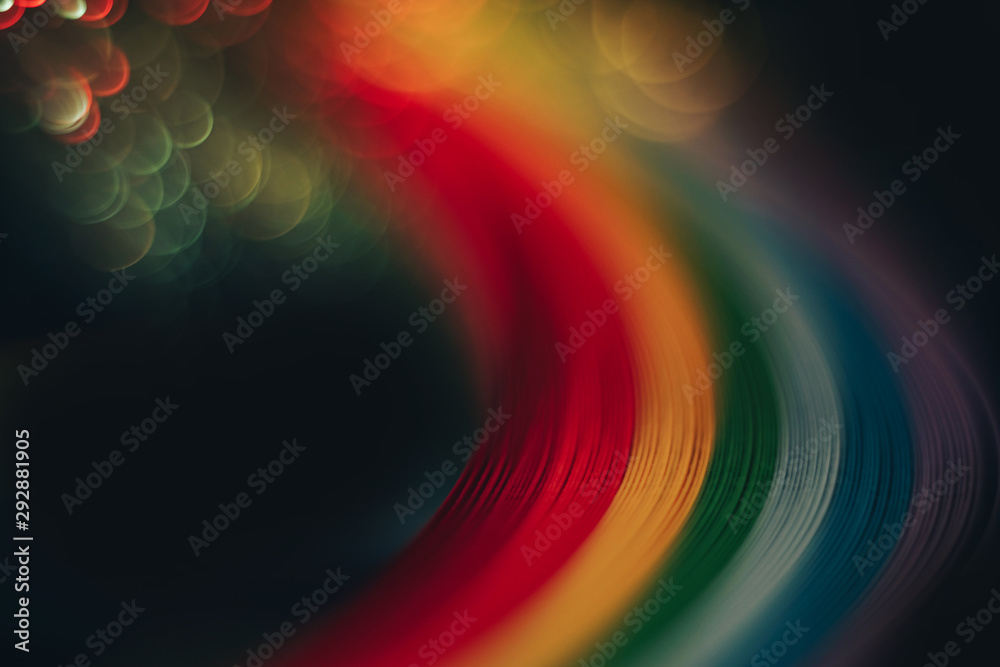 Poster Beautiful abstract rainbow bridge and multi colored space background in the darkness.