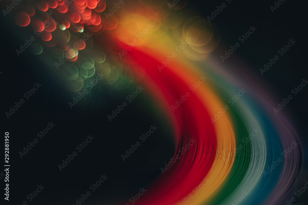Poster beautiful abstract rainbow bridge and multi colored space background in the darkness.