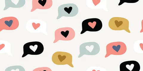 Cercles muraux Chambre de bébé Modèle sans couture avec emoji coeur amour doodle