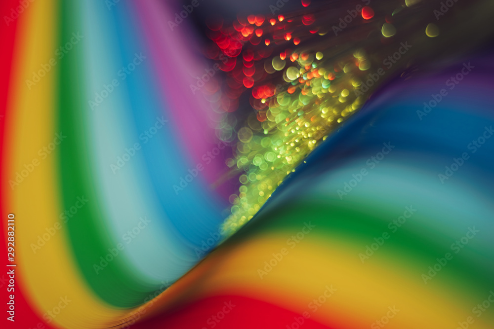 Poster Beautiful abstract rainbow bridge and multi colored space background in the darkness.