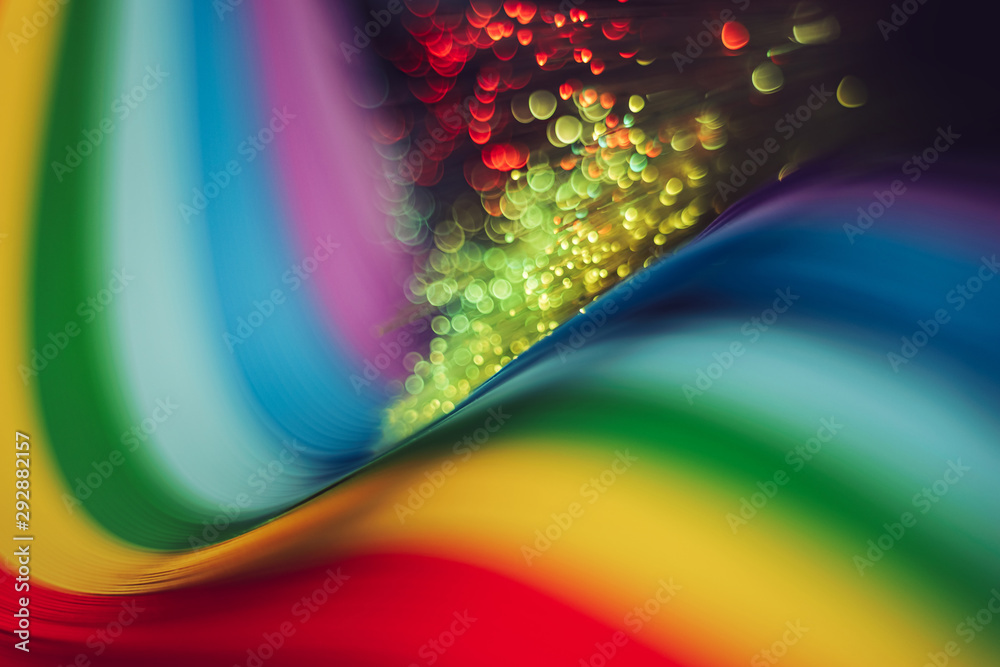 Poster beautiful abstract rainbow bridge and multi colored space background in the darkness.