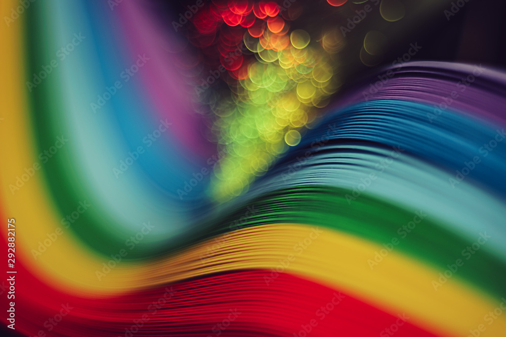 Poster Beautiful abstract rainbow bridge and multi colored space background in the darkness.