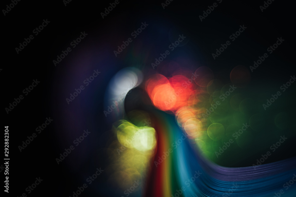 Poster beautiful abstract rainbow bridge and multi colored space background in the darkness.