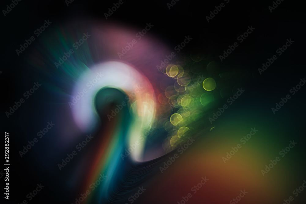 Poster beautiful abstract rainbow bridge and multi colored space background in the darkness.