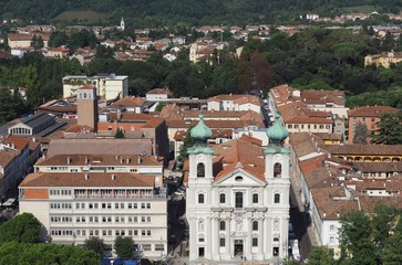 Top view of Gorizia, an Italian city in the autonomous region of Friuli, located on the Slovenian border