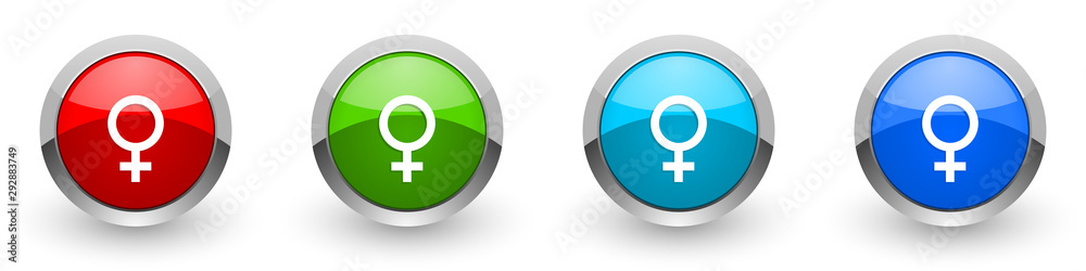 Aufkleber female silver metallic glossy icons, red, set of modern design buttons for web, internet and mobile 