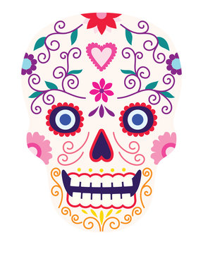 Dia de los muertos, Day of the death, sugar skull, flat design