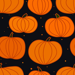 Halloween Orange Pumpkins Seamless Pattern