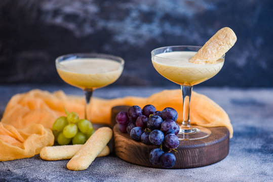 Tradional zabaione cream with Savoiardi bsicuits