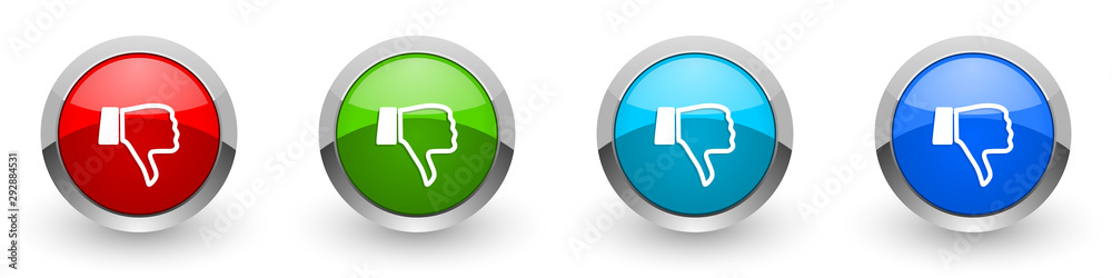 Aufkleber dislike silver metallic glossy icons, red, set of modern design buttons for web, internet and mobile