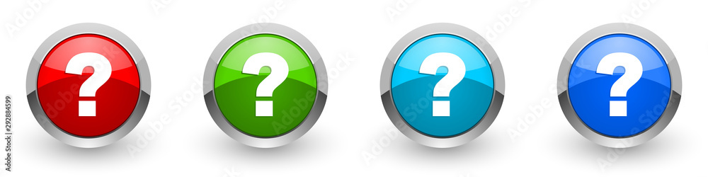 Fototapete question mark silver metallic glossy icons, red, set of modern design buttons for web, internet and 