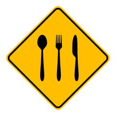 Besteck und Schild