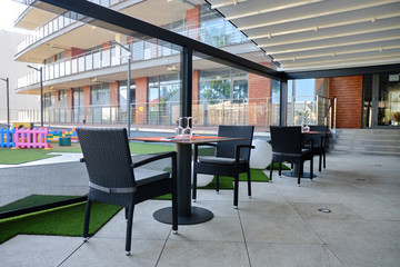 Restaurant summer terrace interior. Interior Design