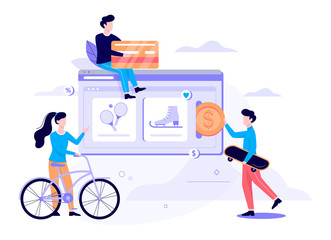 Online shopping web banner concept. E-commerce and sale