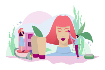 Makeup concept. Woman on beauty procedure, applying