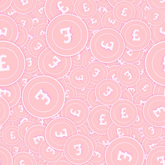 British pound copper coins seamless pattern. Exoti