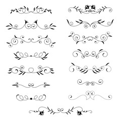 set of calligraphic text dividers