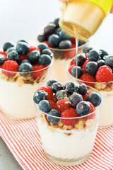 blueberries and raspberries