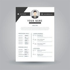 curriculum vitae template, a combination of black and white looks elegant