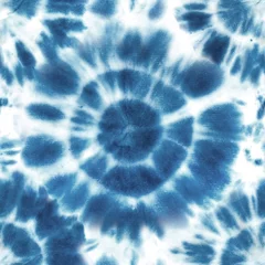 Deurstickers Blauw wit Tie dye shibori naadloze patroon. Aquarel abstracte textuur.
