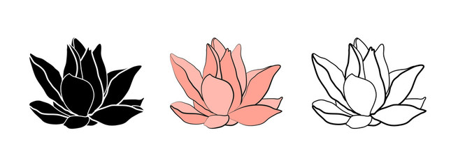 Obraz premium Lotus logo. Water lily drawing