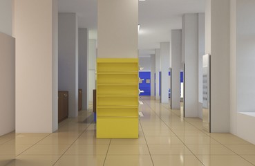 shopping mall, interior visualization, 3D illustration
