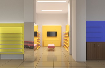 shopping mall, interior visualization, 3D illustration