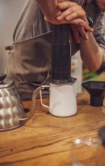 Making coffee with aeropress