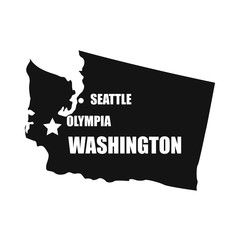 map of washington in black on a white background