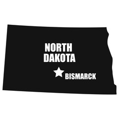 North Dakota map in black on a white background