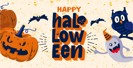 Vector template of Halloween party invitations or greeting cards