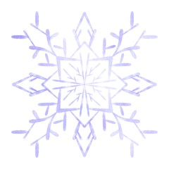 Watercolor textured snowflake with purple colour