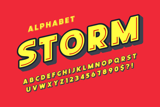 Flat Extra Bold Bubble Comical Type Design, Colorful Alphabet