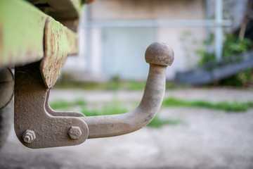 Old hook the tow bar on the old car close up
