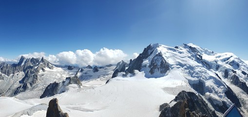 Mont Blanc, the highest mountain in Europe, view from Aiguille du Midi, Chamonix, France