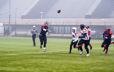 training match of professional american football players