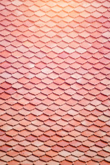 Tile Roof pattern background with color tone sunlight.